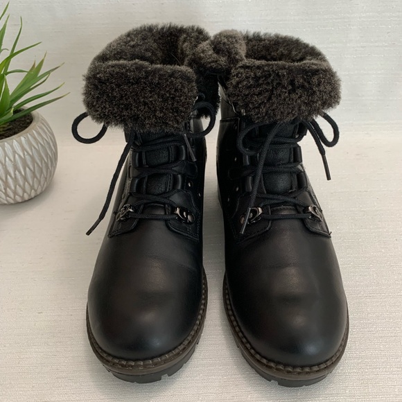 Blondo Tendra Black Leather Fur Lined Waterproof Boots Womans 8.5M - Picture 2 of 15